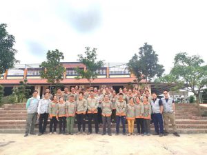 Group of workers at Phu Cau plywood factory yard